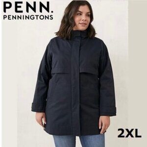 🩷 Penningtons Hooded Water - Repellent Jacket For Women. Color: Black. Size: 2XL